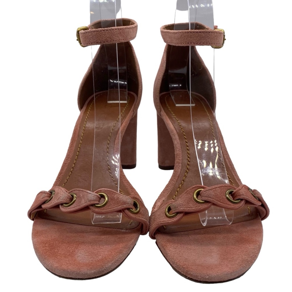 Coach Womens Shoes Heel Sandal with Coach Link Pink Suede Leather Feminine Sz 7 - Picture 4 of 14